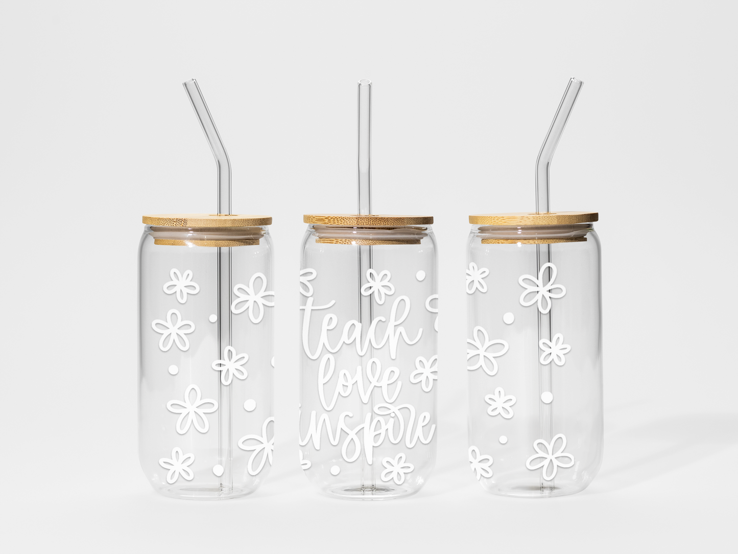 Glass tumbler - 16 oz - Teach, Love, Inspire