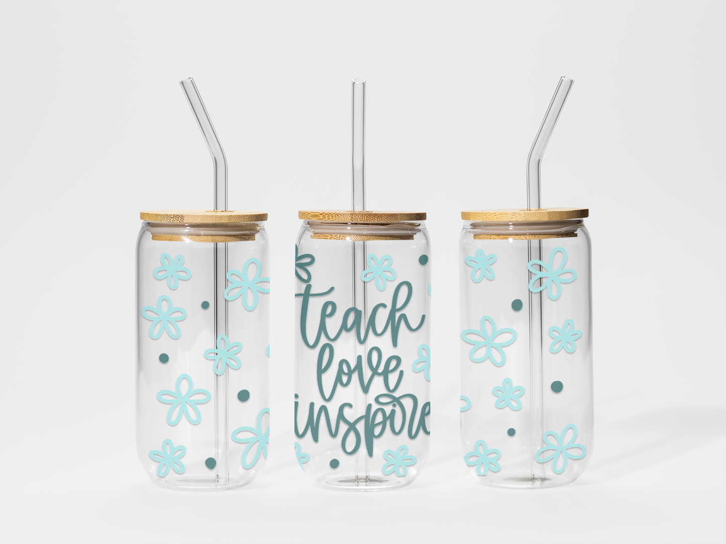 Glass tumbler - 16 oz - Teach, Love, Inspire