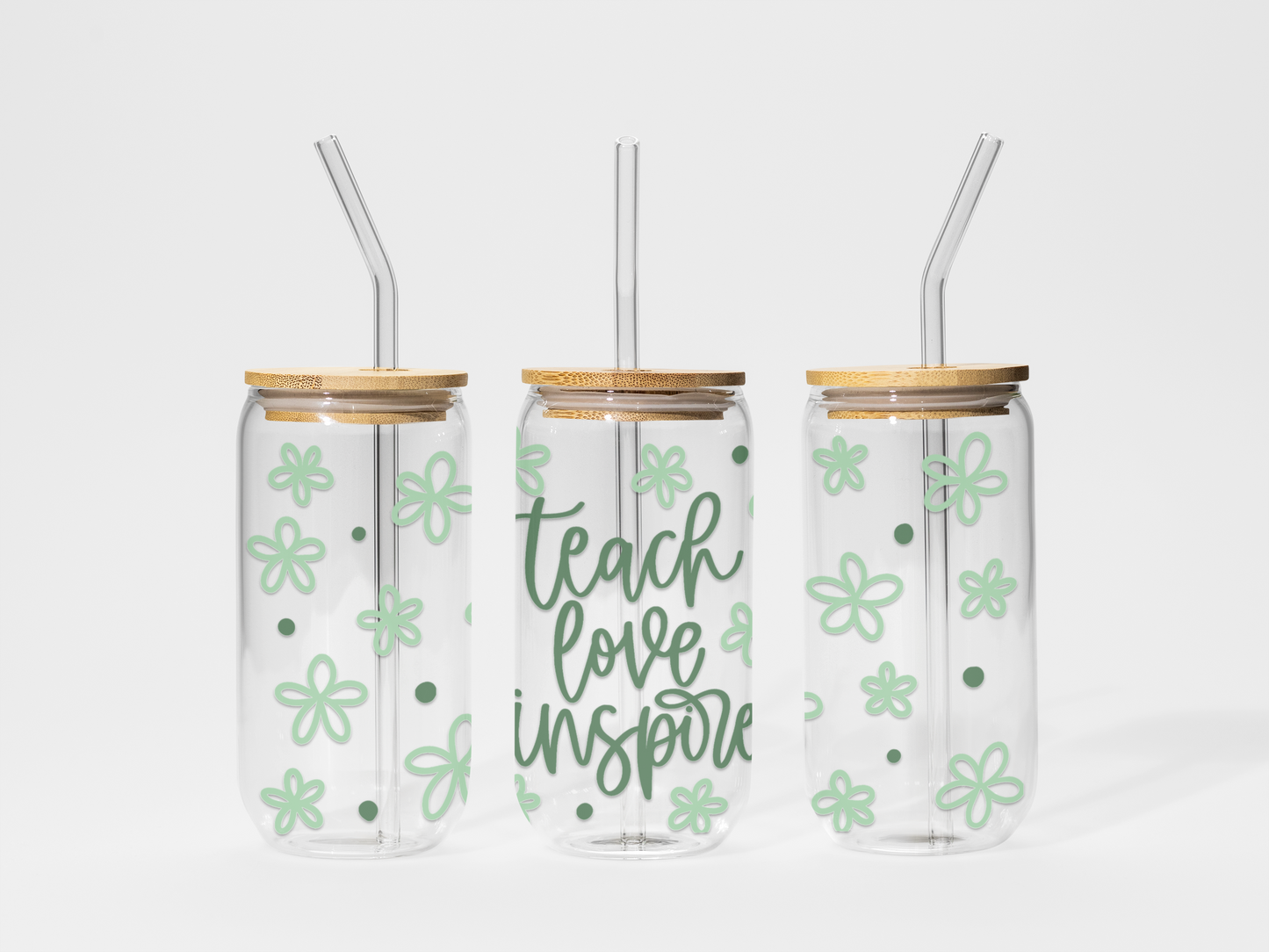 Glass tumbler - 16 oz - Teach, Love, Inspire