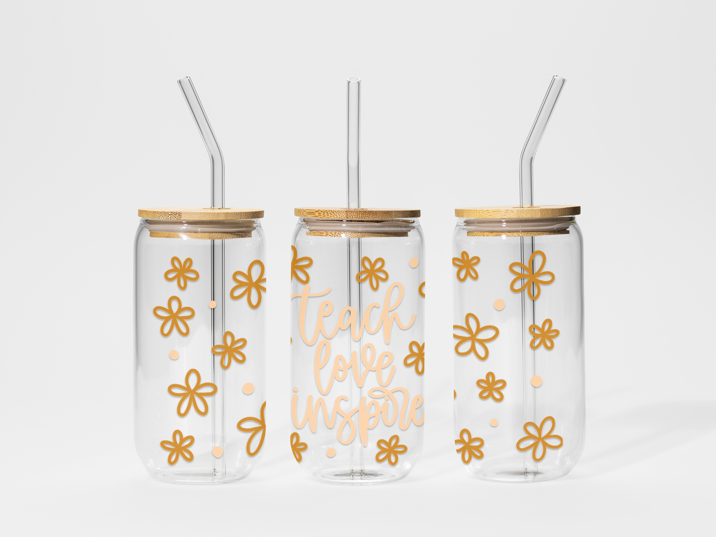 Glass tumbler - 16 oz - Teach, Love, Inspire