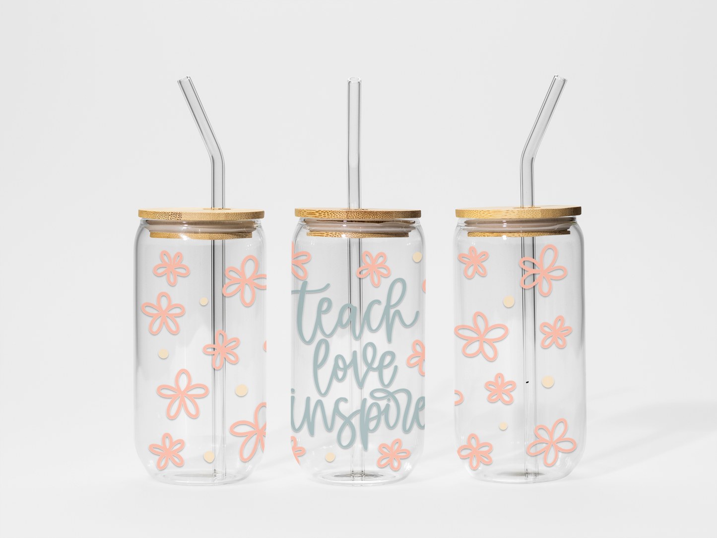 Glass tumbler - 16 oz - Teach, Love, Inspire