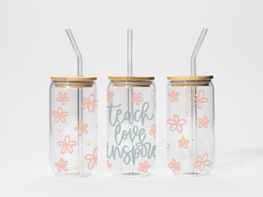 Verre en vitre - 16 oz - Teach, Love, Inspire